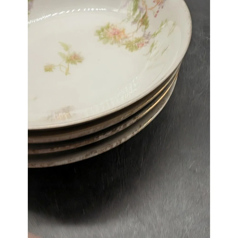 Antique C.F. Haviland Limoges GDA France Floral Berry Dessert Bowls Set of 4 5